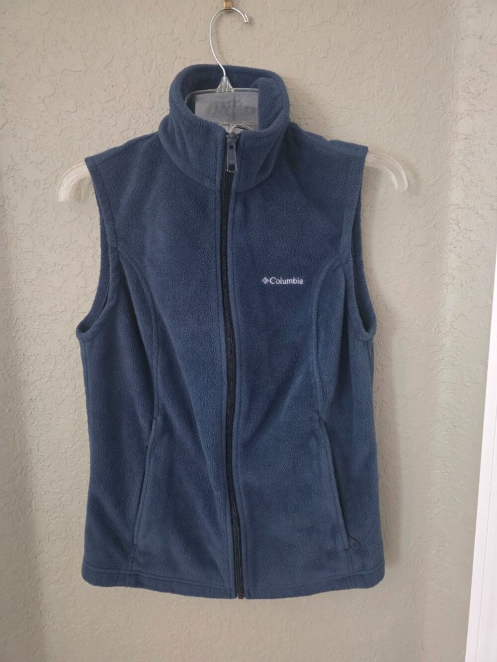 Columbia Ladies Blue Sleeveless Fleece Mock Neck Vest S Lightweight - Picture 1 of 8